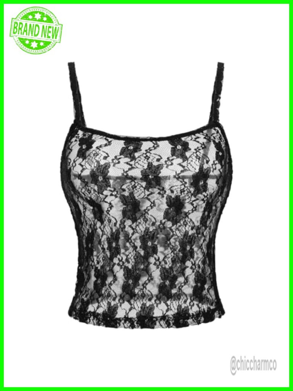 ABA Women's Sheer Lace Floral Crop Cami Tank Top Sleeveless Scoop Neck